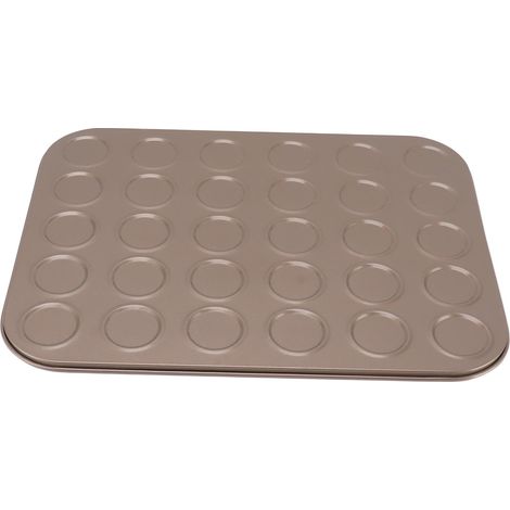 Muffinform aus goldfarbenem Kohlenstoffstahl, 30 Mulden, ofenfestes Backblech, ideal für Macarons und Gebäck (1/5)