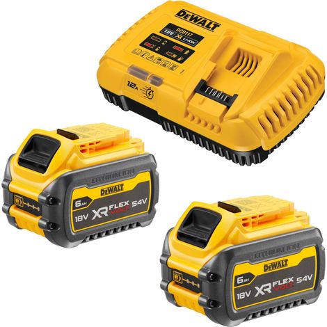 Kit de inicio de batería DeWalt DCB 117 T2 de 18 V: cargador de 12 A + 2 baterías DCB 546 de 6,0 Ah