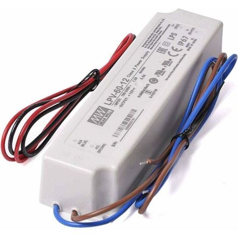 Adaptateur d’alimentation étanche IP67 12 V / 60 W / 5 A pour bandes LED extérieures – Certifié CE, sécurité renforcée, usage professionnel et domestique (1/5)