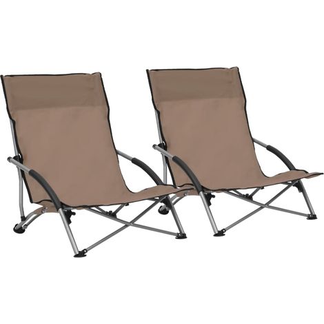 Beach Chair Set of 2 Taupe Oxford fabric, Steel Standard vidaXL