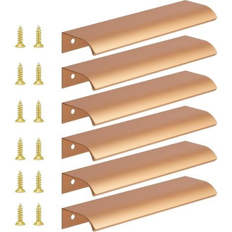 pezzi (2041,8 cm) maniglie per mobili dorate, maniglie invisibili per cassetti, maniglie a incasso per cassetti, interasse fori 160 mm (1/5)