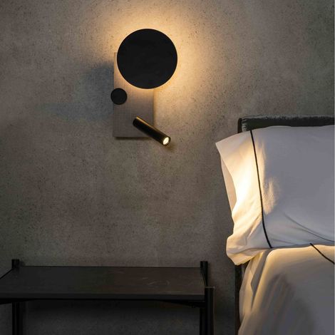 KLEE LED Lampada Da Parete izquierdo grigio con lector (1/4)