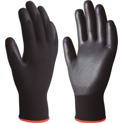 Guantes de poliéster y palma de poliuretano (Talla 6) color negro (1/5)