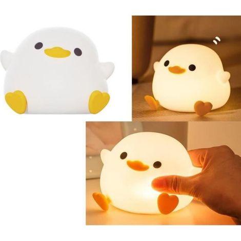 Veilleuse Bébé,veilleuse de chambre en silicone avec minuterie,veilleuse rechargeable enfant,Veilleuse de couchage forme canard (1/3)