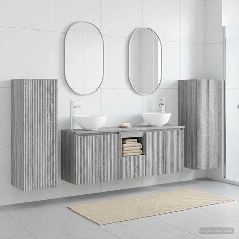vidaXL Bathroom Furniture Set 5 pcs Grey Sonoma 33 x 34.5 x 100 cm (1/5)