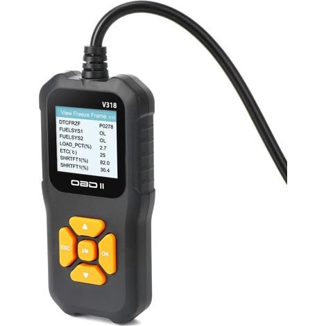 Herramienta de diagnóstico vehicular OBD2, escáner de detección de motor, lector de códigos, compatible con 10 idiomas y 9 protocolos estándar, apto para todos los vehículos, cumple con el estándar OB