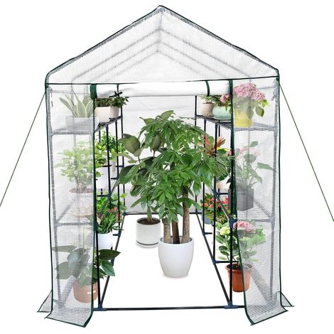 Serre de Jardin PE avec Étagères 3 Niveaux pour Légume Plante Fleur Bâche Renforcée ,Protéger Vos Plantes 143x216x195cm (1/5)