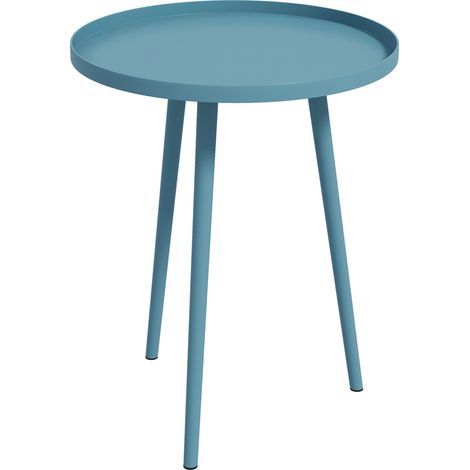 Table jardin ronde acier Ø40x50H cm bleu