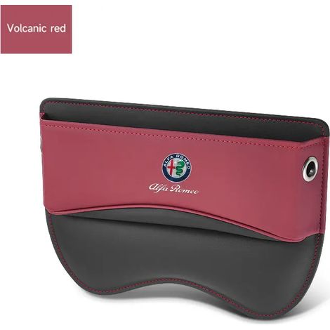 Boîte de rangement en cuir rouge pour siège auto, avec poches de remplissage, compatible avec Alfa Romeo 159, 147, 156, 166, Giulietta, Giulia, Mito et Spider. (1/5)