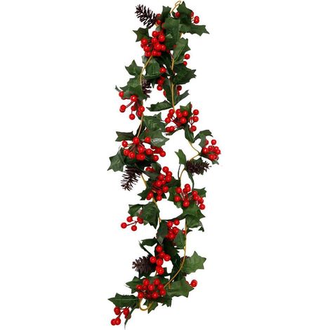 Weihnachts-Girlande 175cm mit Beeren und Tannenzapfen für Deko