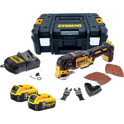 Multifunktionswerkzeug 18V Li-Ion (2x5,0 Ah) 32 Zubehörteile in TSTAK - Dewalt DCS355P2