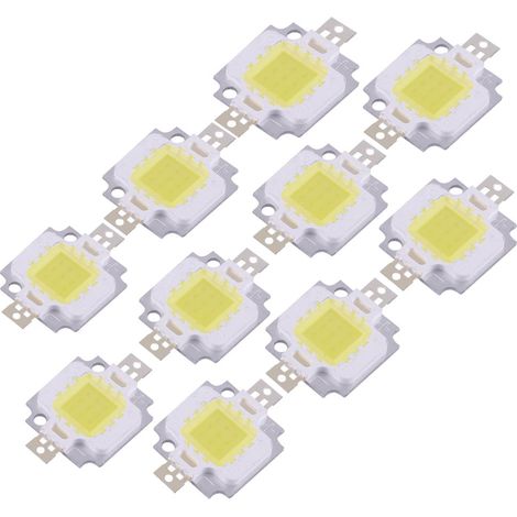 10 Pièces 10W LED SMD Puce COB DC 9-12V pour Lampe Projecteur Ampoule Remplacement Lumière Chaude/blanche(Blanc pur) (1/5)