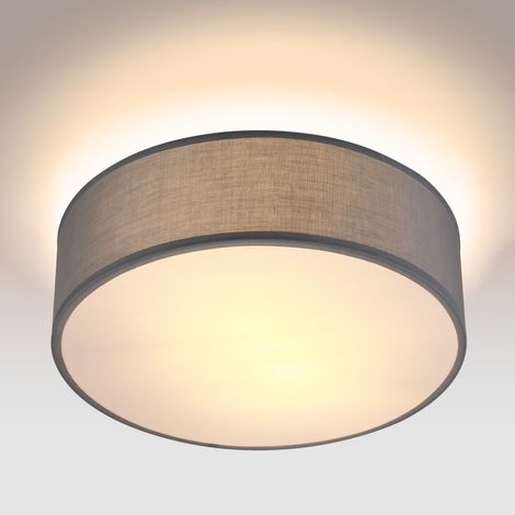 MONZANA® Round Fabric Ceiling Light Modern Fabric Material Circular Ceiling Lamp Light Shade 1xE27 40 Watt Socket Bedroom Lounge Childrens Room Office Grey (1/5)
