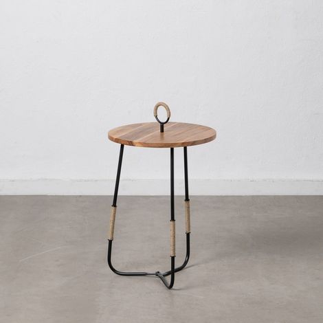 Table d'appoint 40,5 x 40,5 x 66 cm Naturel Noir Bois Fer (1/5)