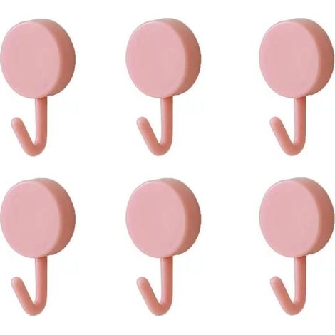 Selbstklebende Haken, hübsche dekorative Wandhaken zum Aufhängen von Hosenträgern, Hüten, Handtüchern und Schlüsseln, 6 Stück, rosa (1/4)