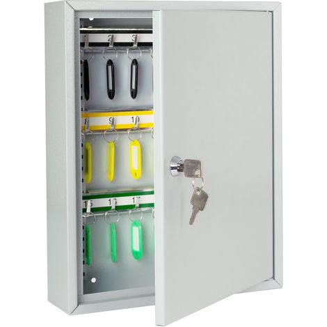 HMF 13542-07 Schlüsselschrank 42 Haken, 35 x 27 x 8 cm, Lichtgrau (1/5)