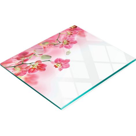 Tablero de vidrio duradero y elegante con estampado de orqu铆deas tropicales de 60x52 cm.
