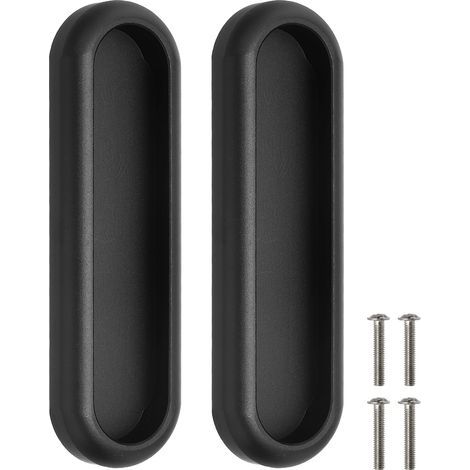 Lot de 2 (noir) poignées de porte coulissantes auto-adhésives en alliage d'aluminium avec vis pour portes en verre, fenêtres, tiroirs, commodes, armoires (1/5)