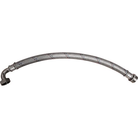 Bricoferr Latiguillo acero inoxidable 60 cm con conexiones - macho y hembra 1"x 1"gas (1/2)