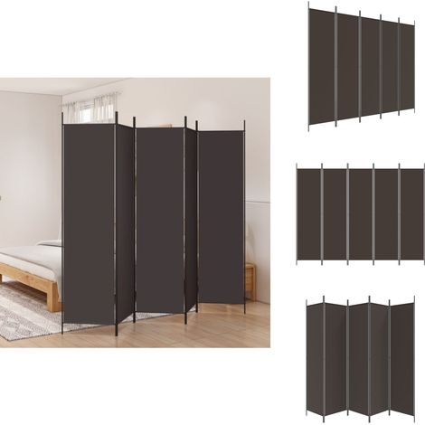 5-tlg. Paravent Braun 250x200 cm Stoff - Paravent - Raumteiler - Trennwandsystem - Wohnraumgestaltung - Möbeldeko (1/5)