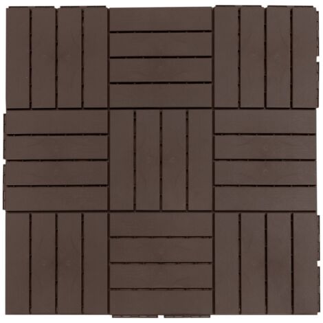 RHG Carrelage de Terrasse 30x30 cm - Lot de 9 (0,81 m²) - Système de Clic et Drainage - Pour Balcon et Jardin - Marron (1/5)