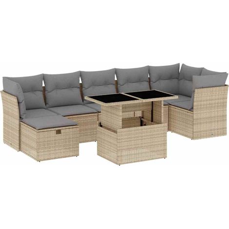Maison Exclusive - Set Divano da Giardino 8 pz con Cuscini Beige in Polyrattan (1/5)