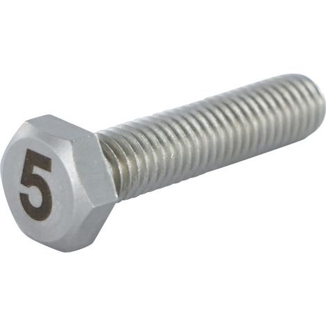 Vis métaux Tête hexagonale TH 8X35 Inox A4 Gravure CHIFFRE 5-1 pièce