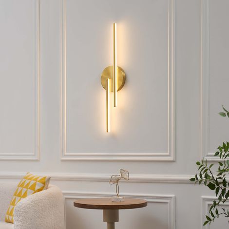 Messing Wandleuchte mit klaren Linien 80 cm - Pia (1/5)