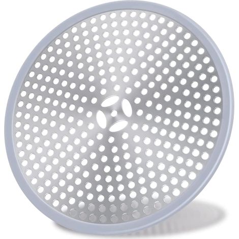 Desagüe de ducha, filtro de pelo, rejilla antipelo para ducha, tapa de desagüe de lavabo, atrapapelos para desagüe de ducha - Acero inoxidable plateado y silicona