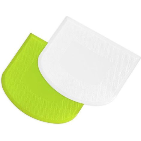 Ensemble de 2 raclettes à pâte en plastique outil de lissage de gâteau raclette à pizza, blanche et verte. (1/4)