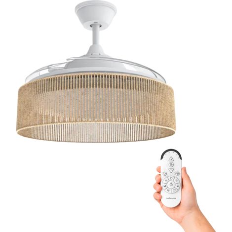 Mellerware — Ventilateur de plafond Brizy Bright Rattan — LED 36W — Bois Clair (1/5)