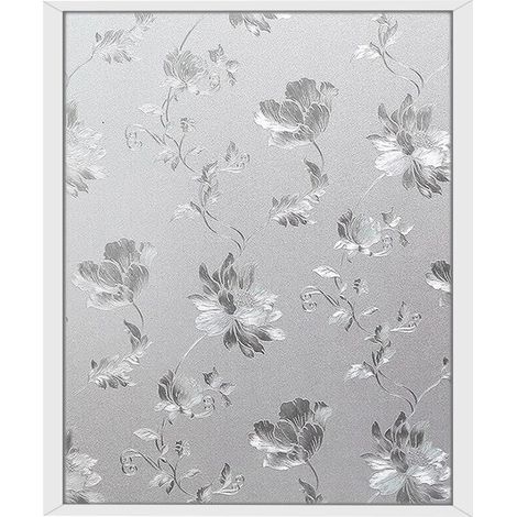 Film Pour Vitre - Motif Hibiscus Mutabilis - Film Décoratif Anti-UV - Adhérence Statique Sans Colle - Pour Porte et Fenêtre - 1 Pièce (1/5)