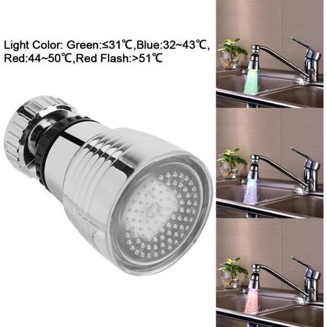 (Blau, Grün, Rot) 360° drehbarer Wasserhahnkopf – LED-Temperaturanzeige – Wassersparend – Robustes ABS (1/4)