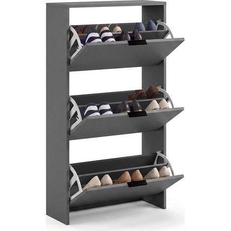 Zapatero de 3 puertas abatibles 60x113 cm Remi Gris Grafito (ancho) x 113cm (alto) (1/5)