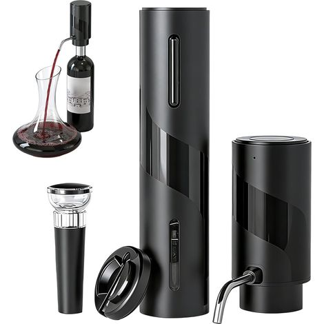 Tire-bouchon électrique - Aérateur de vin électrique 4 en 1 - Visseuse à vin électrique avec ouvre-bouteille rechargeable - Aérateur de vin rechargeable - Coupe-capsule - Bouchon sous vide (1/5)