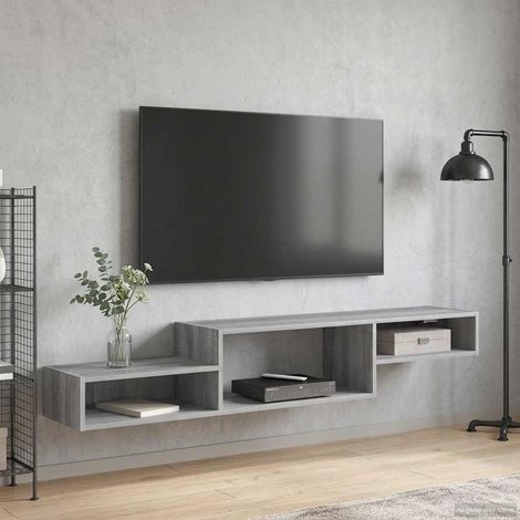 vidaXL Meuble TV mural Montage mural Sonoma gris 150 x 28 x 26 cm