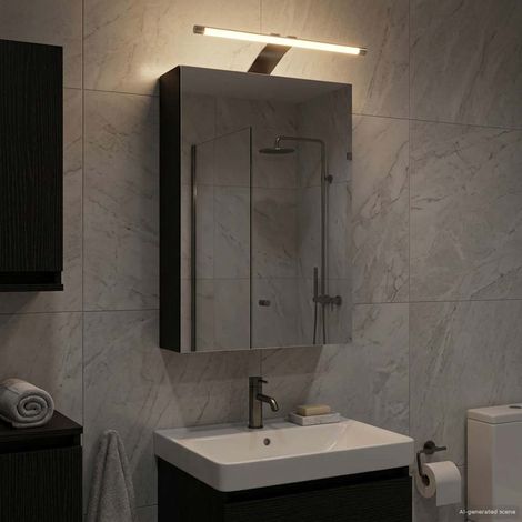 vidaXL Mobiletto per specchio da bagno Rovere Nero 30 x 10,5 x 50