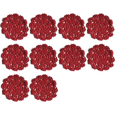 Dessous de verre en coton, lot de 10, napperons en dentelle de coton crochetée, pour la décoration des boissons et de la maison (1/5)
