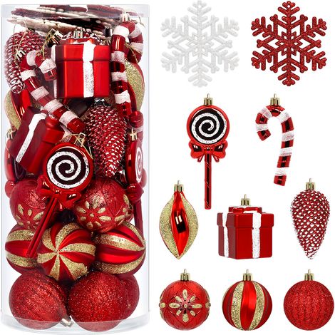 StarryLights Weihnachtsbaumschmuck-Set – Rot und Gold mit Zubehör