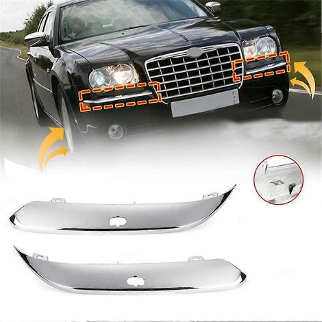 Baguette chromée perforée avec revêtement pour pare-chocs avant inférieur, compatible avec Chrysler 300C 2005-2011 (références 04806124AA et 04806125AA). (1/5)