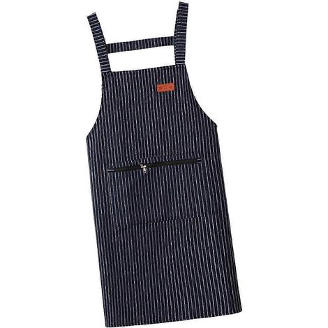 Tablier de chef de cuisine, tablier professionnel respirant sans manches en coton pour la cuisine, la restauration, les cafés et le jardin.-Dark Blue (1/5)