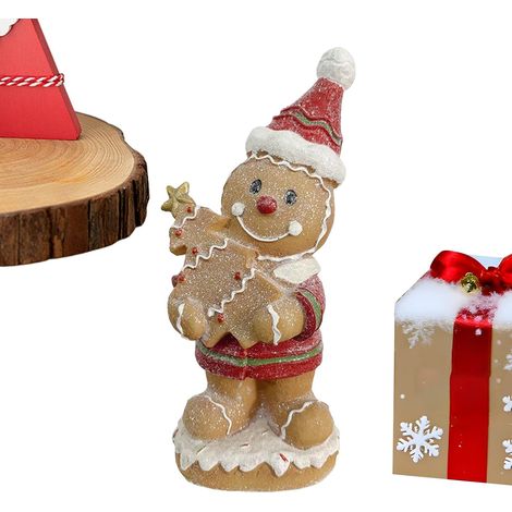 Statuettes De Noël D'intérieur Statue de Décoration de Noël  Figurine Ornement en Forme de Bonhomme en Résine pour Vitrine Bureau Appui de Fenêtre Cheminée Étagère (1/5)