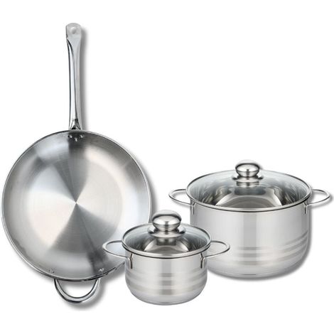 Ensemble de 1 Poêle de cuisson 32 cm et 2 faitouts 16 et 24 cm Elo Profi Brillant (1/5)