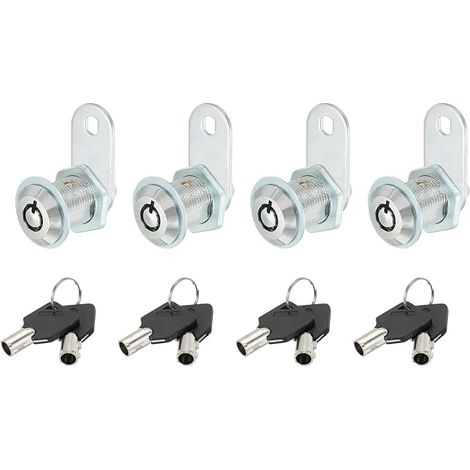 4 Pcs Furniture Lock with Key 1" (25mm) Chrome Zinc Alloy (1/5)