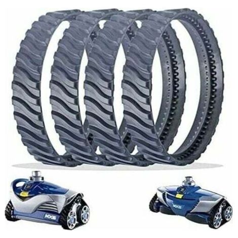 4 Chenilles de Remplacement Noir Nettoyeur Piscine Pneu Piste Roue R0526100 Compatible avec Zodiac Baracuda MX6/MX8 Nettoyage de Piscine Creusée