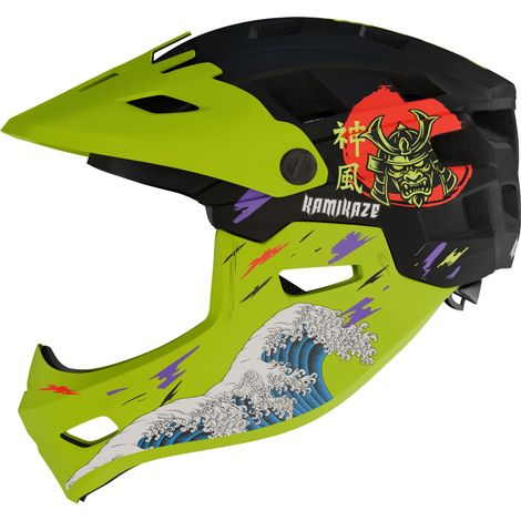 Kamikaze Ronin Wave Integralhelm Grün - Größe L