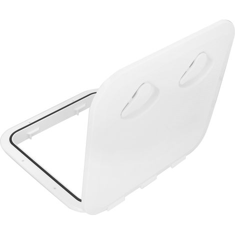 Trappe d'accès au pont marin, blanche, avec deux poignées encastrées robustes, en plastique ABS, mesurant 14,75 x 14,5 pouces. (1/5)