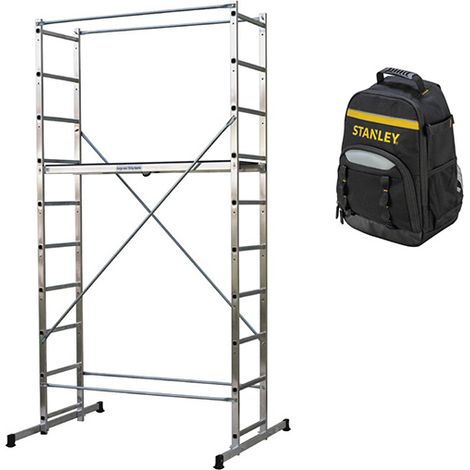 Matisère – Échafaudage domestique 3.78m de hauteur de travail max – Plateau antidérapant – Sac à dos de chantier inclus – 203702SAC