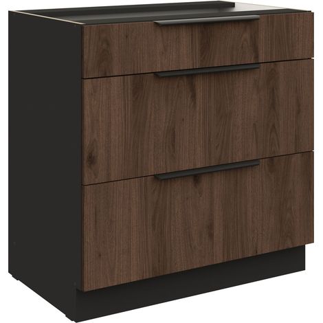 Küchen Unterschrank 80 cm Küche MONZA Okapi Nußbaum Soft-Close Küchenzeile (1/5)