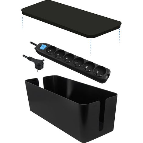 Electraline 300172 300173, Boîte de Rangement pour câbles avec Bloc Multiprise 6 Prises 16A, 1, 5 MT, Noir
